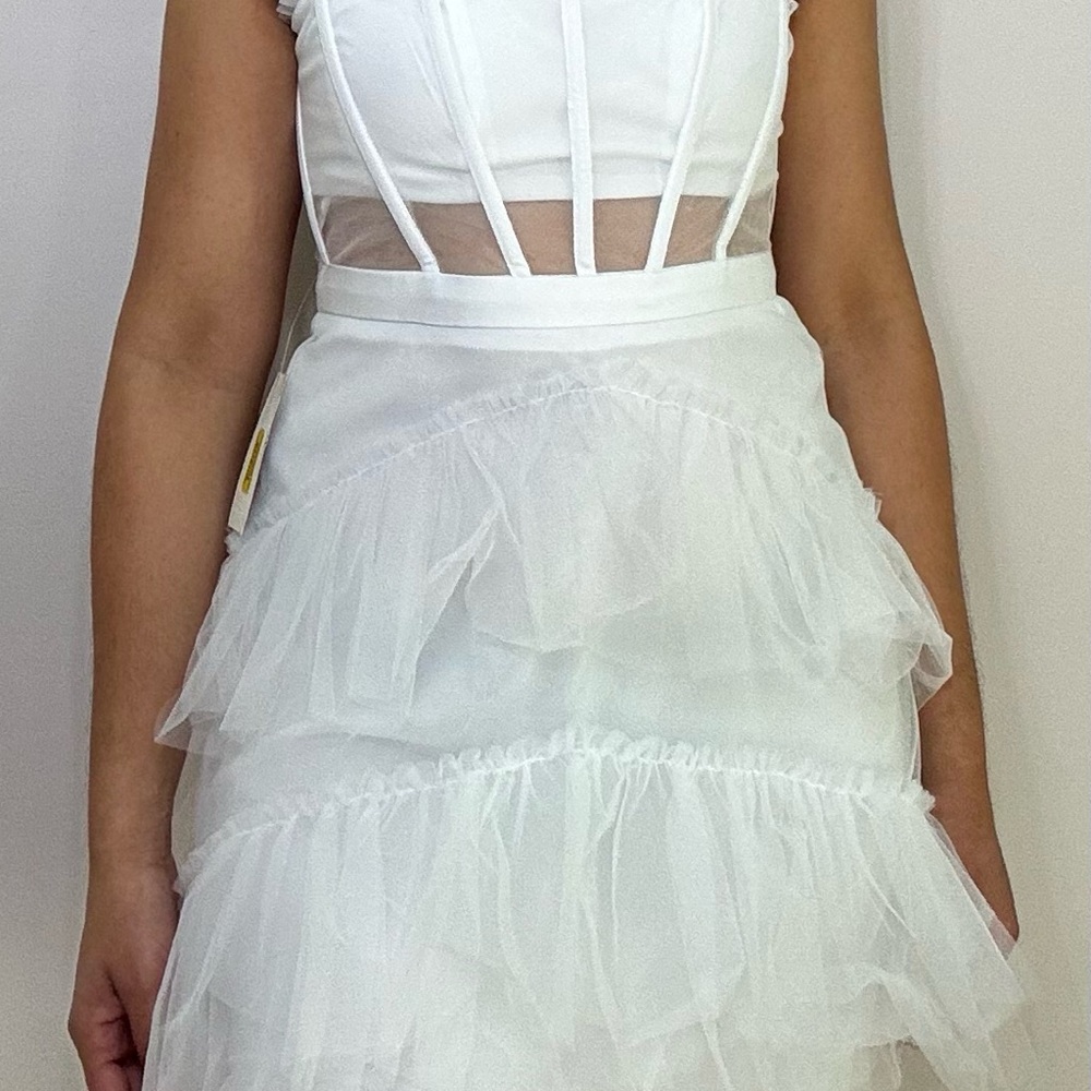Elegant White Ruffled Dress